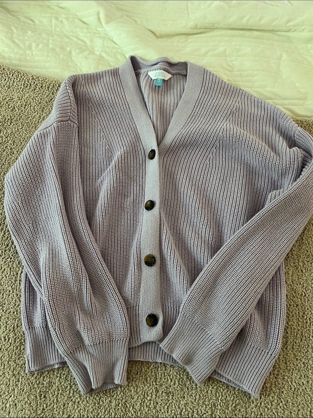 Market & Spruce Lavender Button-Front Knit Cardigan